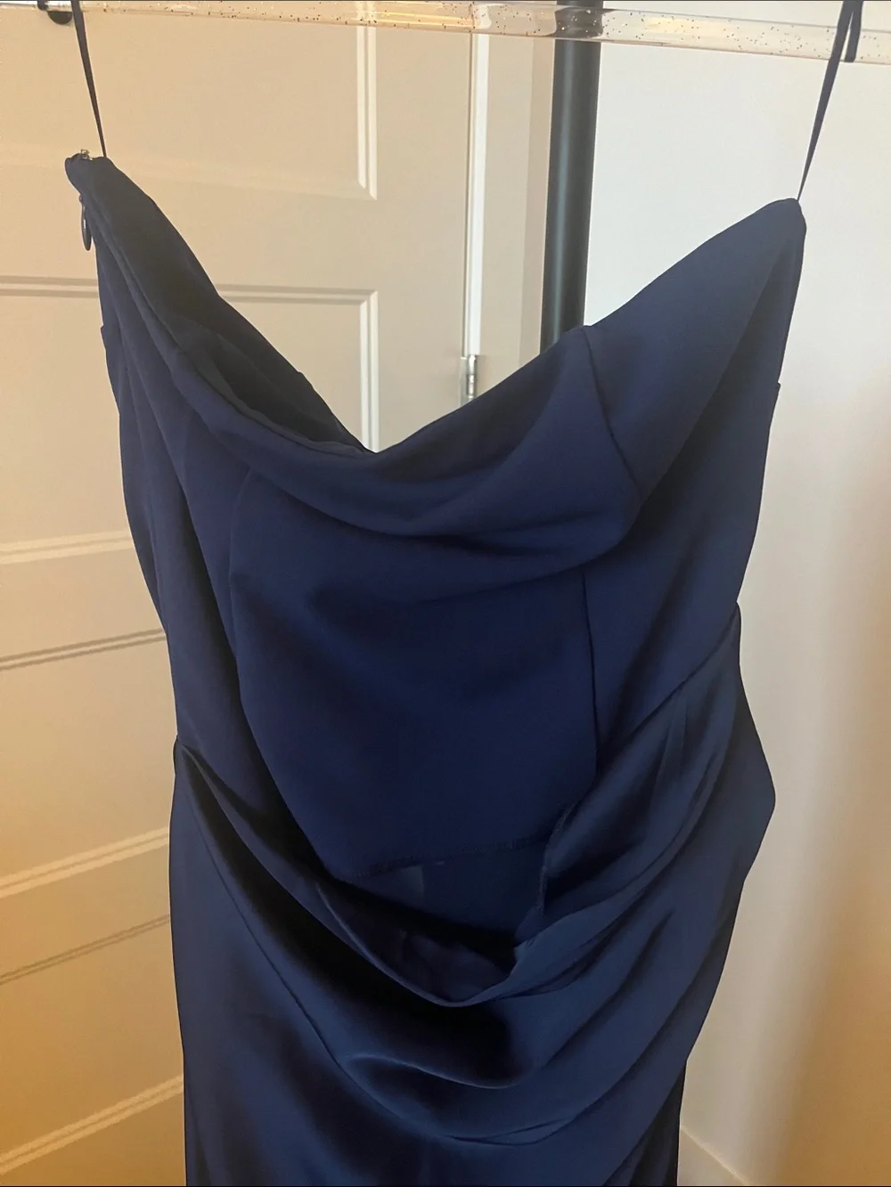 Abercrombie & Fitch Strapless Navy Blue Side-Slit Gown